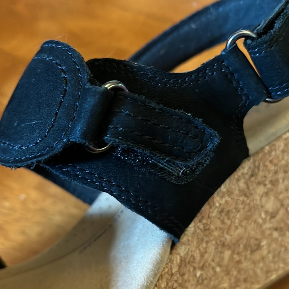 Clarks Black Rose Lane Black Slingback Platform Wedge Sandals w/straps Size 7.5 - Picture 10 of 15